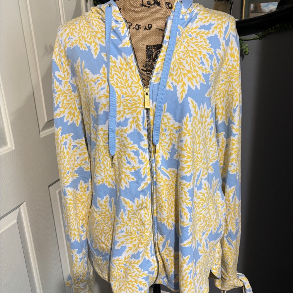 Crown & Ivy Blue and Yellow Floral Jacket